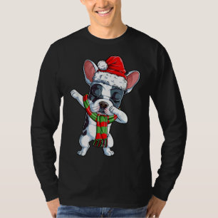 Dabbing French Bulldog Santa Christmas Kids Boys X T-Shirt