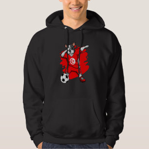 Dabbing French Bulldog Tunisia Soccer Fans Jersey Hoodie