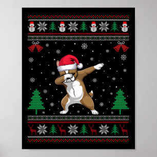 Dabbing Frenchie Dog Santa Hat Boys Girls Kids Chr Poster