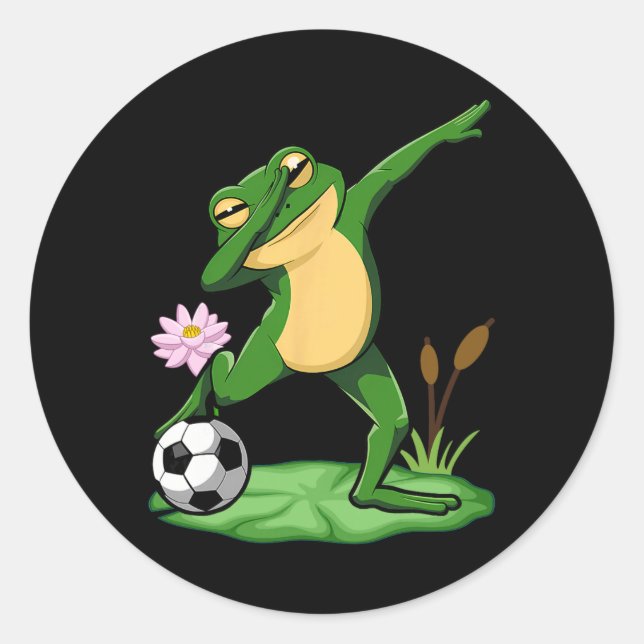Dabbing Frog Soccer Cute Froggy Goal Crazy Dab Pla Classic Round Sticker (Front)