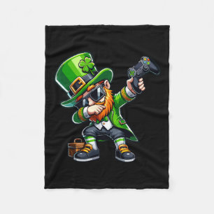 Dabbing Gamer Leprechaun Dab Dance St Pattys St Pa Fleece Blanket