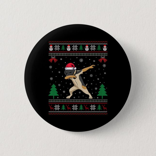 Dabbing German Shorthaired Pointer Dog Santa Hat C 2 Inch Round Button (Front)