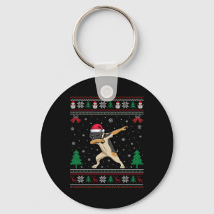 Dabbing German Shorthaired Pointer Dog Santa Hat C Keychain