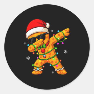 Dabbing Gingerbread Christmas Boys Girls Kids Funn Classic Round Sticker