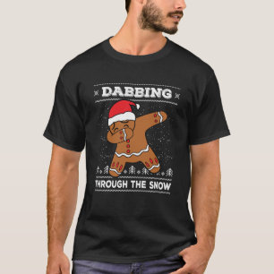 Dabbing Gingerbread Man Baking Cake Ugly Christmas T-Shirt