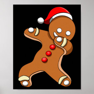 Dabbing Gingerbread Man Xmas Summer Boy Christmas Poster