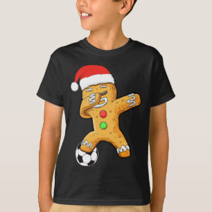 Dabbing Gingerbread Santa Soccer Christmas Pajama T-Shirt