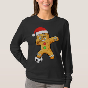 Dabbing Gingerbread Santa Soccer Christmas Pajama T-Shirt