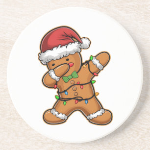Dabbing Gingerbread Tree Light Christmas Coaster