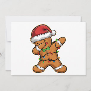 Dabbing Gingerbread Tree Light Christmas Holiday Card