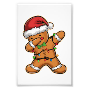Dabbing Gingerbread Tree Light Christmas Photo Print
