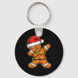 Dabbing Gingerbread Tree Light Christmas T Shirt Keychain