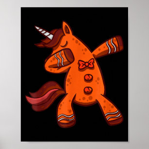 Dabbing Gingerbread Unicorn Cookie Christmas  Poster