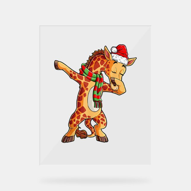 Dabbing Giraffe Père Noël T Shirt Christmas Kids B (Recto)