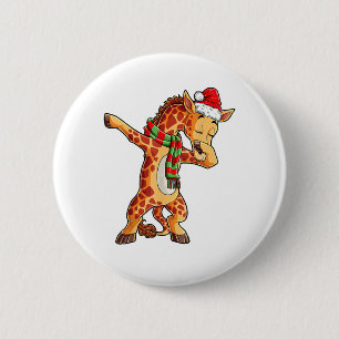 Dabbing Giraffe Santa T Shirt Christmas Kids Boys 2 Inch Round Button