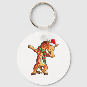 Dabbing Giraffe Santa T Shirt Christmas Kids Boys Keychain
