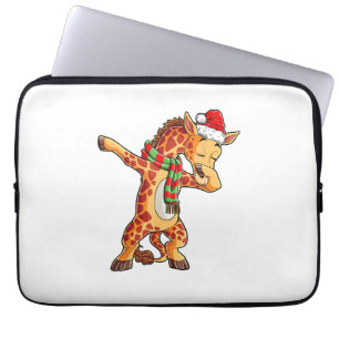 Dabbing Giraffe Santa T Shirt Christmas Kids Boys  Laptop Sleeve