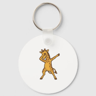 Dabbing Giraffe Vintage Engraving T-Shirt Design_1 Keychain