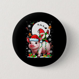 Dabbing Gnome On G Christmas Santa Colorful Lights 2 Inch Round Button