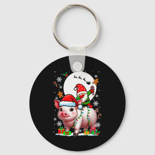 Dabbing Gnome On G Christmas Santa Colorful Lights Keychain