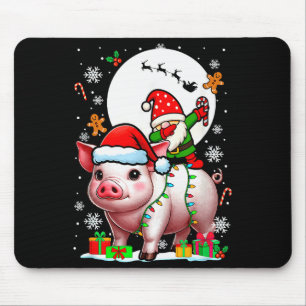 Dabbing Gnome On G Christmas Santa Colorful Lights Mouse Pad