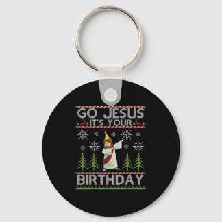 Dabbing Go Jesus It's Your Birthday Merry Christma Keychain