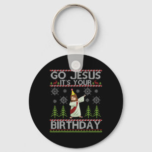 Dabbing Go Jesus It's Your Birthday Merry Christma Keychain