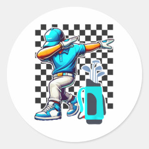 Dabbing Golf Player Golfer Golfing Funny Boys Men  Classic Round Sticker