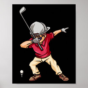 Dabbing Golf Player Golfer Golfing Funny Kids Boys Poster