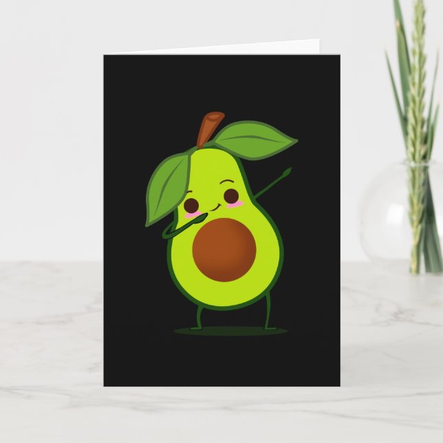 Dabbing Green Avocado Dab Funny Dancing Fruit Card (Front)