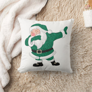 Dabbing Green Santa Claus   Fun Holiday XMAS Humou Throw Pillow