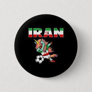 Dabbing Green Unicorn Iran Soccer Fans Jersey Iran 2 Inch Round Button