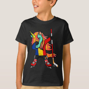 Dabbing Green Unicorn Romania Ice Hockey Fans Jers T-Shirt