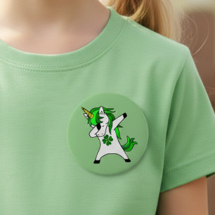 Dabbing Green Unicorn St. Patrick's day Clover 4 Inch Round Button