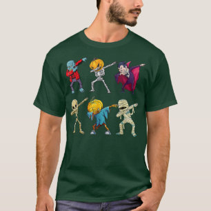 Dabbing Halloween Boys Kids Skeleton Zombie Pumpki T-Shirt