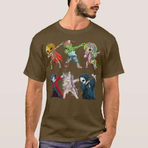 Dabbing Halloween Boys Pumpkin Skeleton Zombie Uni T-Shirt