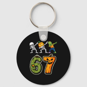 Dabbing Halloween Boys Six Seven 67 Meme Funny Kid Keychain
