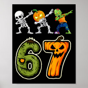 Dabbing Halloween Boys Six Seven 67 Meme Funny Kid Poster