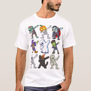 Dabbing Halloween Boys Skeleton Spooky Funny T-Shirt