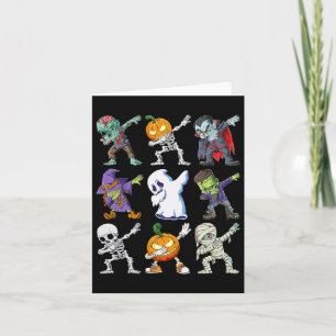 Dabbing Halloween Boys Skeleton Zombie Scary Pumpk Card