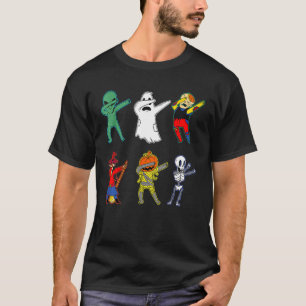 Dabbing Halloween Boys Skeleton Zombie Scary Pumpk T-Shirt