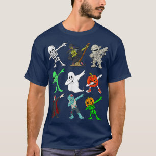 Dabbing Halloween Boys Skeleton Zombie Scary Pumpk T-Shirt