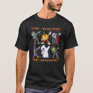 Dabbing Halloween Boys Skeleton Zombie Scary Pumpk T-Shirt
