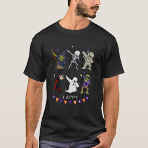 Dabbing Halloween Boys Skeleton Zombie Scary Pumpk T-Shirt