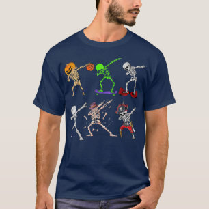 Dabbing Halloween Boys Skeleton Zombie Scary Pumpk T-Shirt