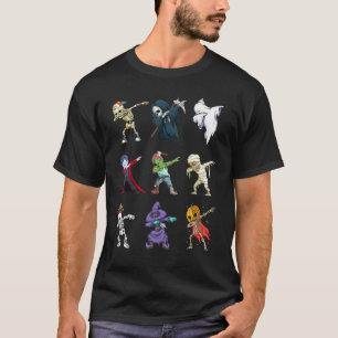 Dabbing Halloween Boys Skeleton Zombie Scary Pumpk T-Shirt