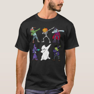 Dabbing Halloween Boys Skeleton Zombie Scary Pumpk T-Shirt
