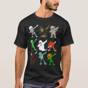 Dabbing Halloween Boys Skeleton Zombie Scary Pumpk T-Shirt