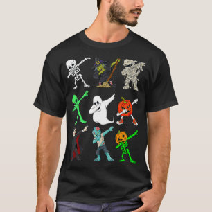 Dabbing Halloween Boys Skeleton Zombie Scary Pumpk T-Shirt