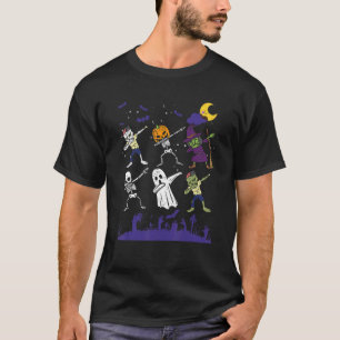 Dabbing Halloween Boys Skeleton Zombie Scary Pumpk T-Shirt